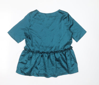 SheIn Womens Green  Polyester Basic Blouse Size XS V-Neck