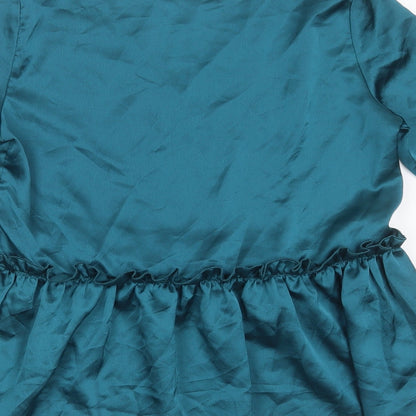 SheIn Womens Green  Polyester Basic Blouse Size XS V-Neck