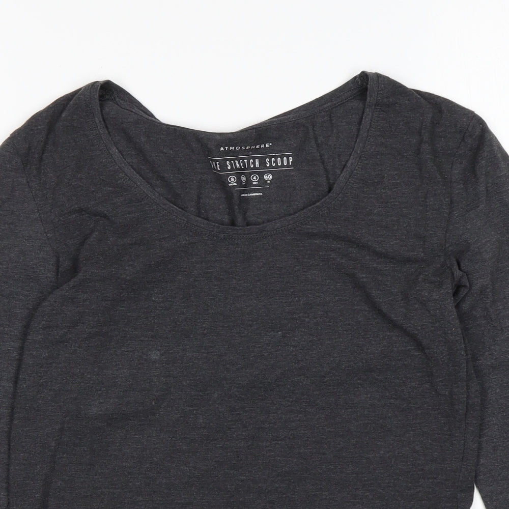 Atmosphere Girls Grey  Cotton Basic T-Shirt Size 8 Years Scoop Neck