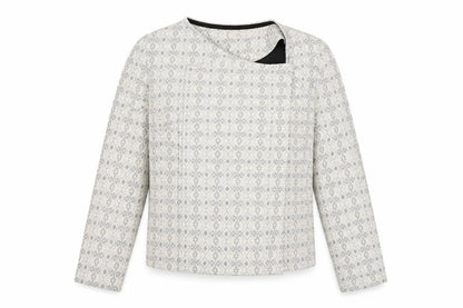 Front view of Next women’s multicoloured geometric cotton jacket blazer, size UK 12