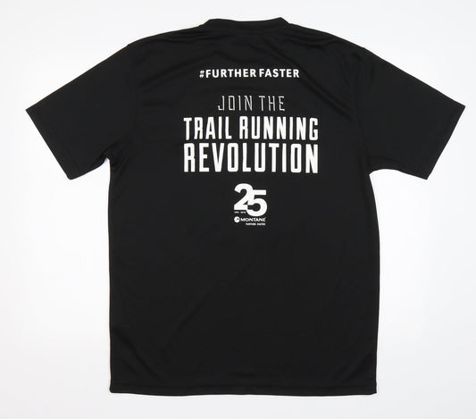 Awdis Mens Black  Polyester Basic T-Shirt Size L Round Neck