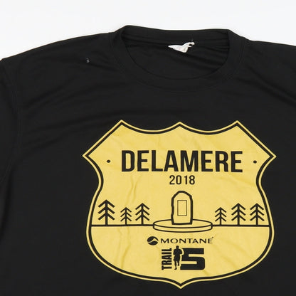 Awdis Mens Black  Polyester Basic T-Shirt Size L Round Neck