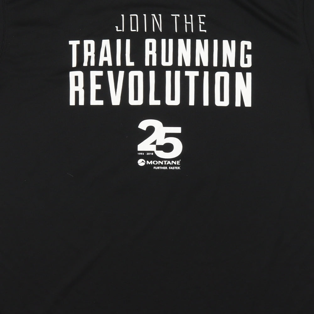 Awdis Mens Black  Polyester Basic T-Shirt Size L Round Neck