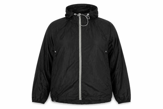 Front view of Atmosphere women’s black windbreaker jacket, size UK 14
