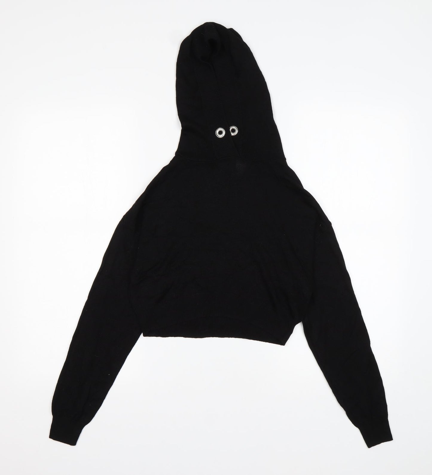 H&M Womens Black  Viscose Pullover Hoodie Size XS   - Cropped