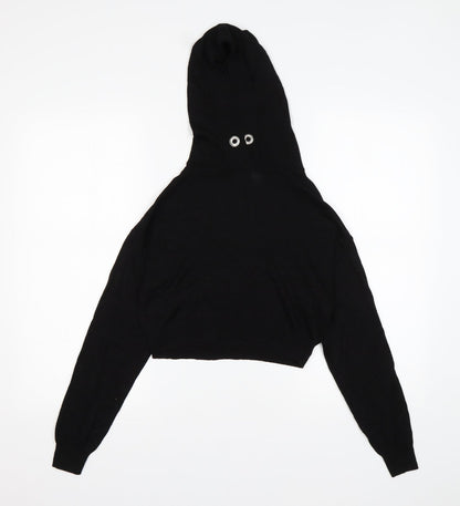 H&M Womens Black  Viscose Pullover Hoodie Size XS   - Cropped
