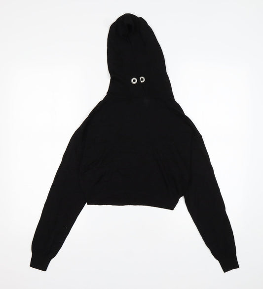 H&M Womens Black  Viscose Pullover Hoodie Size XS   - Cropped