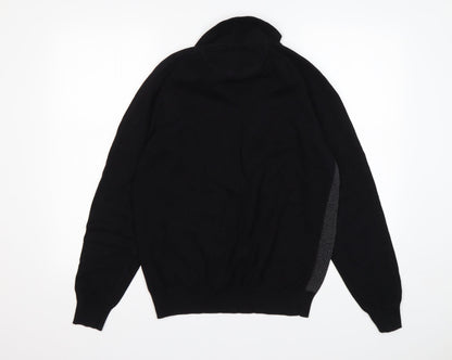 Matalan Mens Black Collared  Cotton Pullover Jumper Size M