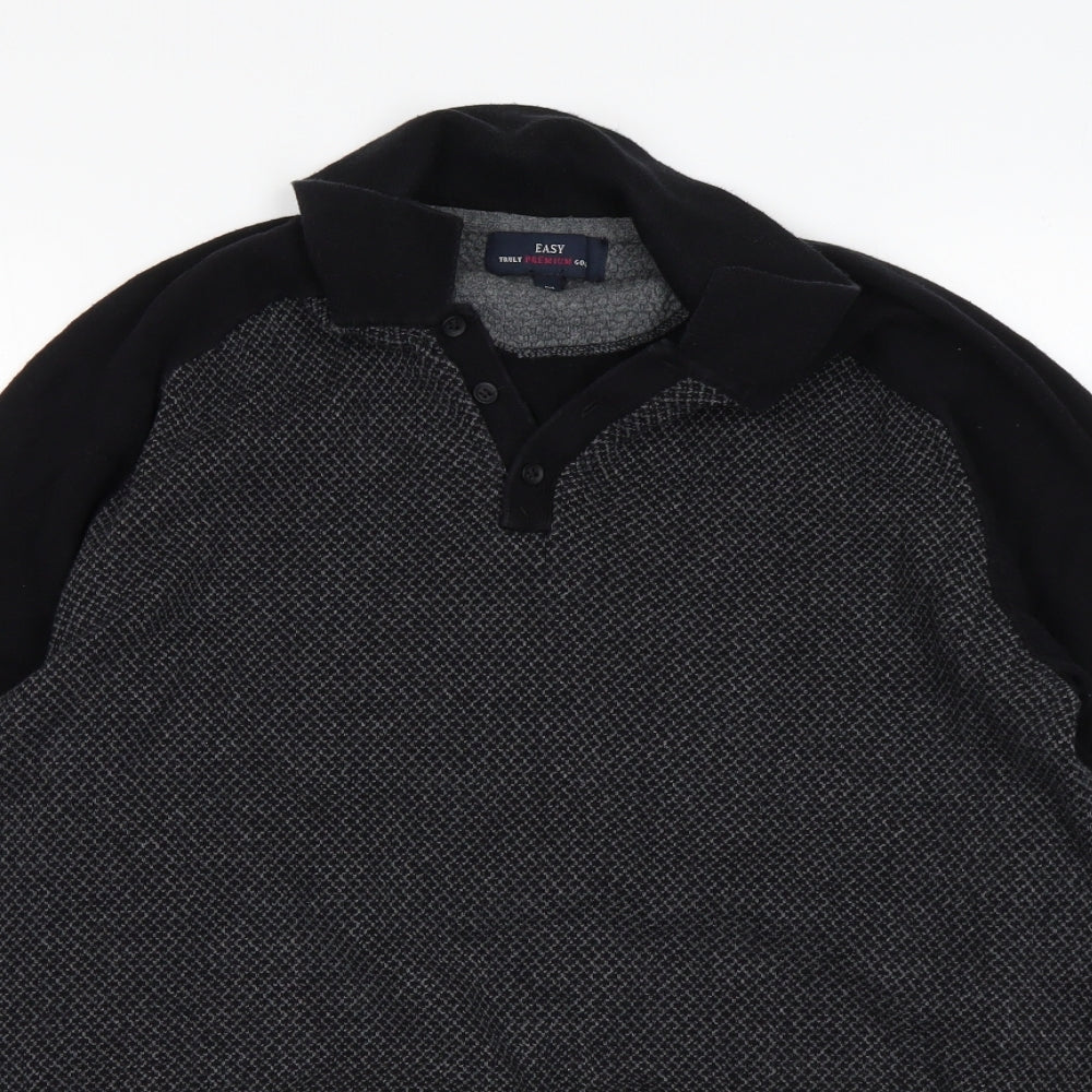 Matalan Mens Black Collared  Cotton Pullover Jumper Size M