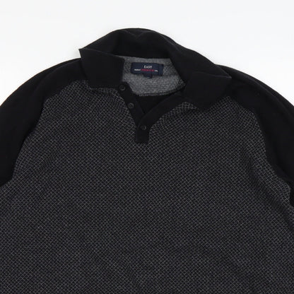 Matalan Mens Black Collared  Cotton Pullover Jumper Size M