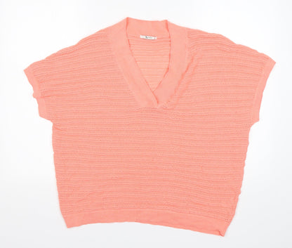 TU Womens Pink V-Neck  Viscose Pullover Jumper Size 14