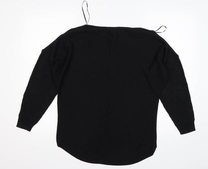 George Womens Black Round Neck  Acrylic Pullover Jumper Size 12