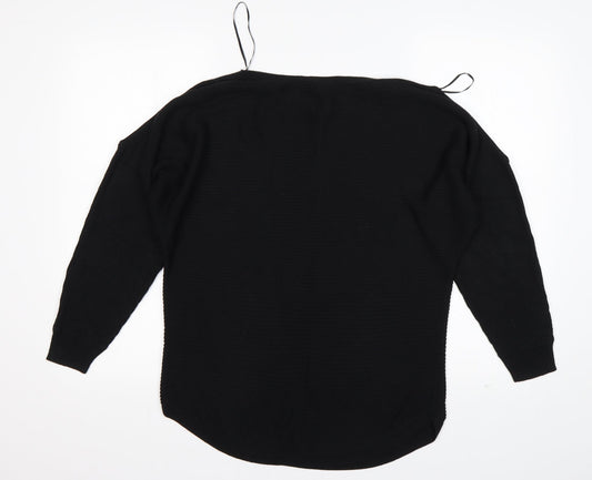 George Womens Black Round Neck  Acrylic Pullover Jumper Size 12