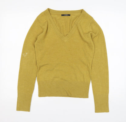 George Womens Green V-Neck  Acrylic Pullover Jumper Size 8