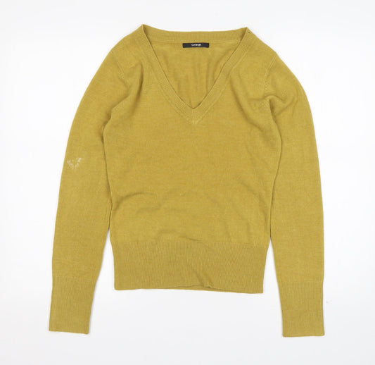 George Womens Green V-Neck  Acrylic Pullover Jumper Size 8