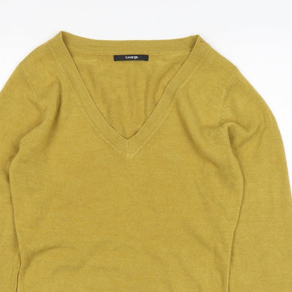 George Womens Green V-Neck  Acrylic Pullover Jumper Size 8