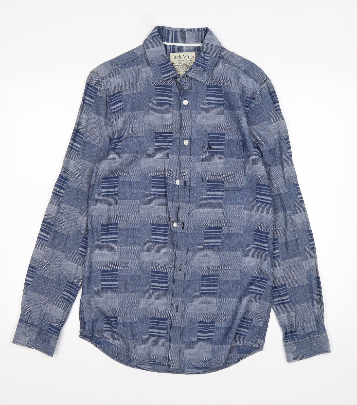 Mens UK Size XS Jack Wills Blue  Button-Up Long Sleeve Casual Shirt