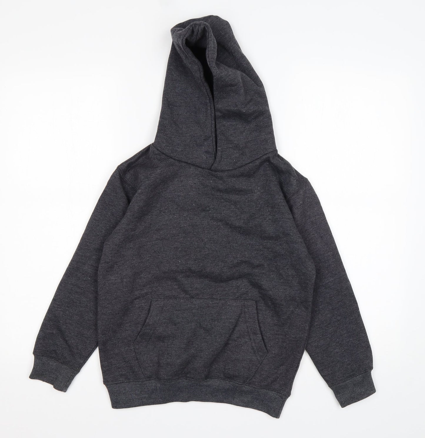 Preworn Boys Grey  Cotton Pullover Hoodie Size 7-8 Years