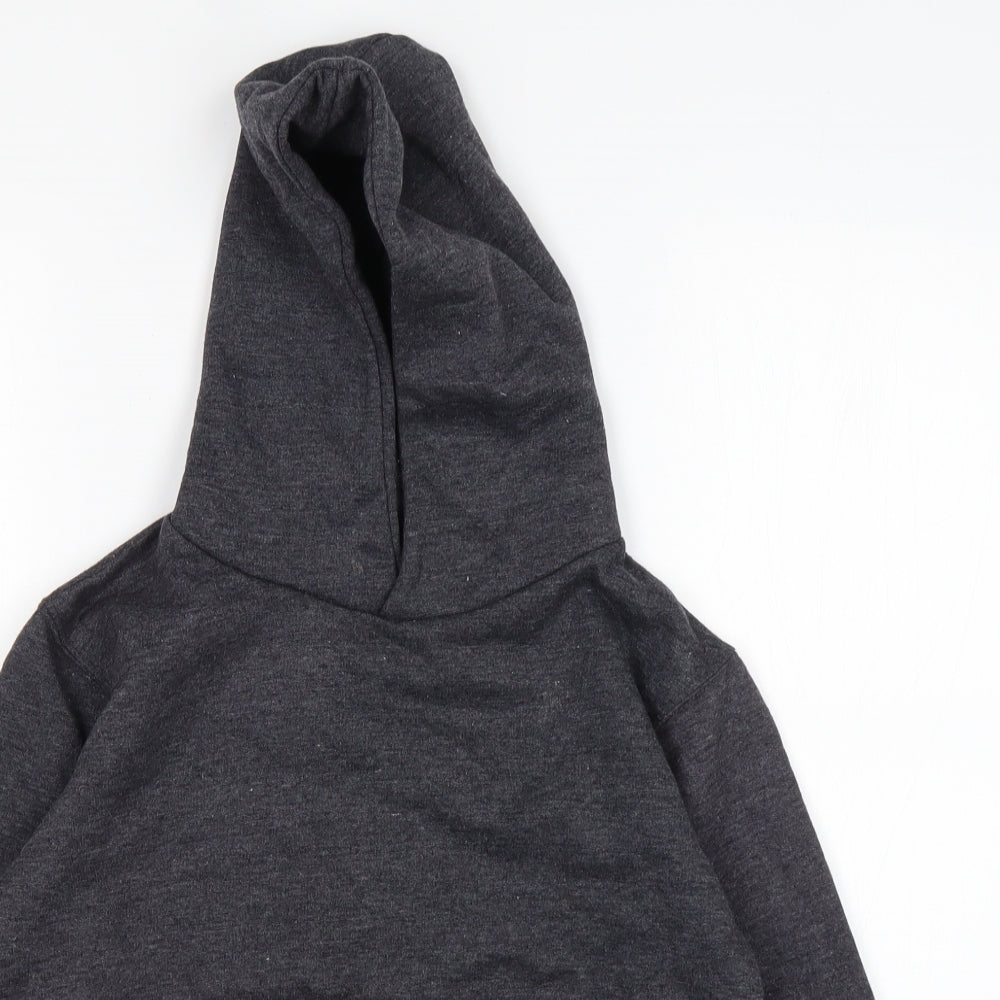 Preworn Boys Grey  Cotton Pullover Hoodie Size 7-8 Years