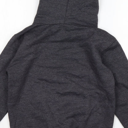 Preworn Boys Grey  Cotton Pullover Hoodie Size 7-8 Years