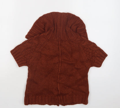 NEXT Girls Brown Collared  Acrylic Cardigan Jumper Size 5-6 Years  Button