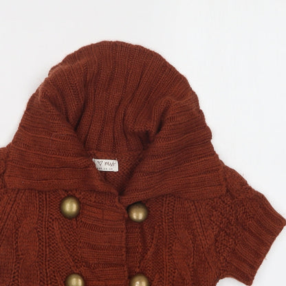 NEXT Girls Brown Collared  Acrylic Cardigan Jumper Size 5-6 Years  Button