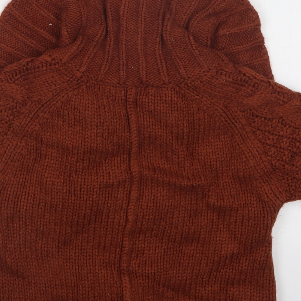 NEXT Girls Brown Collared  Acrylic Cardigan Jumper Size 5-6 Years  Button