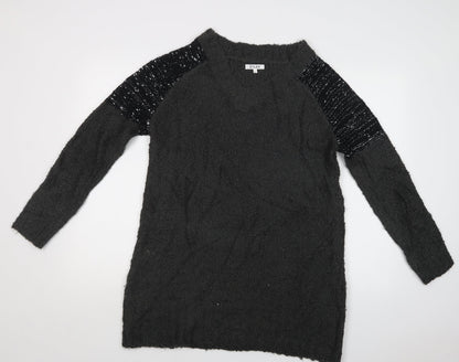 Eylex Womens Green V-Neck  Acrylic Tunic Jumper Size L