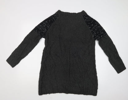 Eylex Womens Green V-Neck  Acrylic Tunic Jumper Size L