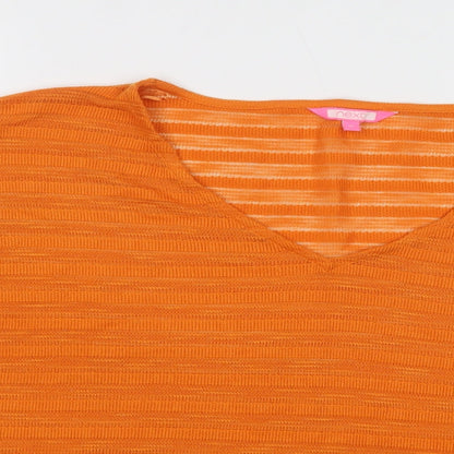 NEXT Womens Orange Striped Polyester Basic Blouse Size 12 V-Neck
