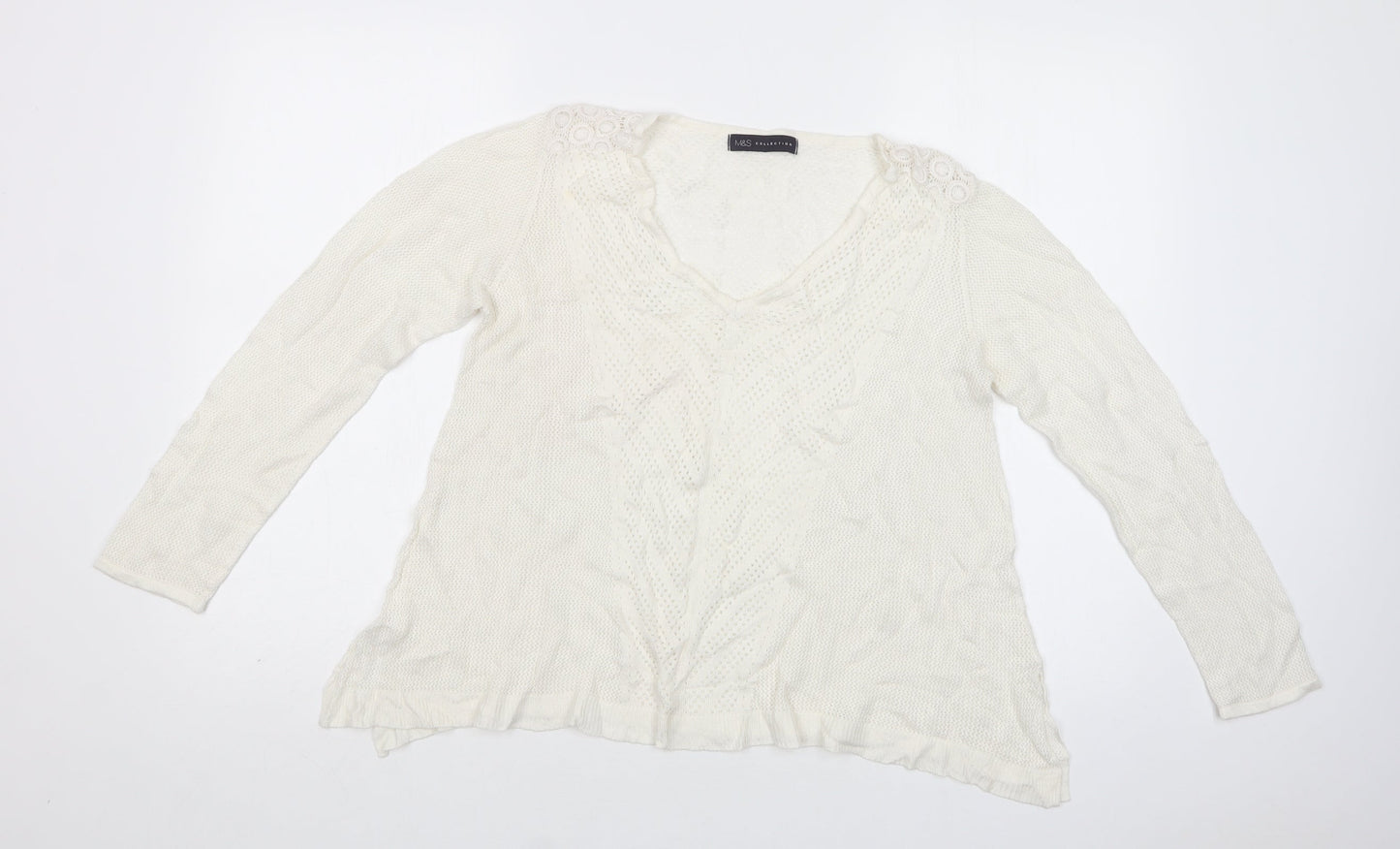 Womens UK Size L M&S White Pullover Jumper