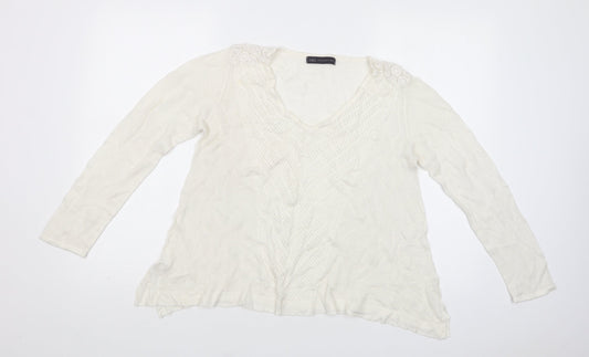 Womens UK Size L M&S White Pullover Jumper