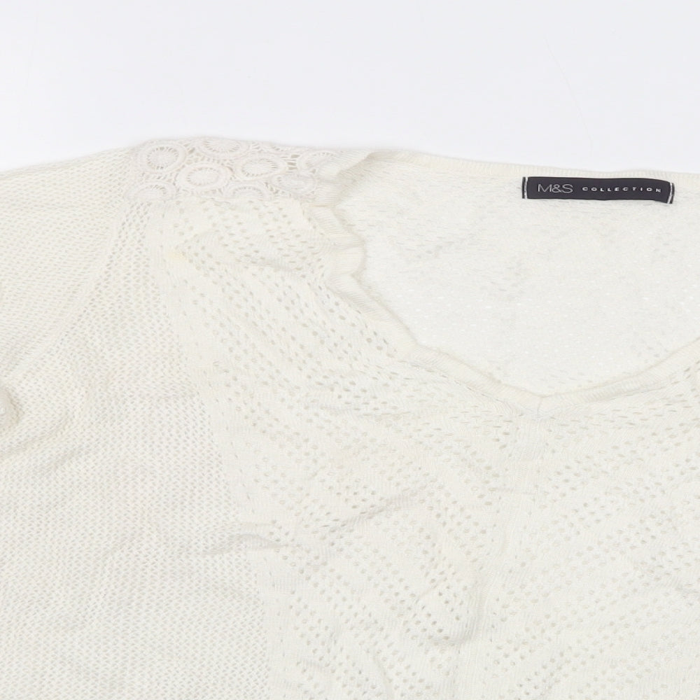 Womens UK Size L M&S White Pullover Jumper