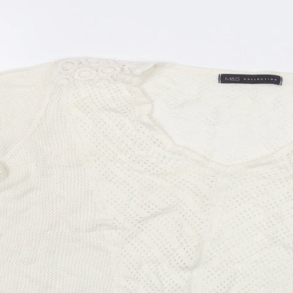 Womens UK Size L M&S White Pullover Jumper
