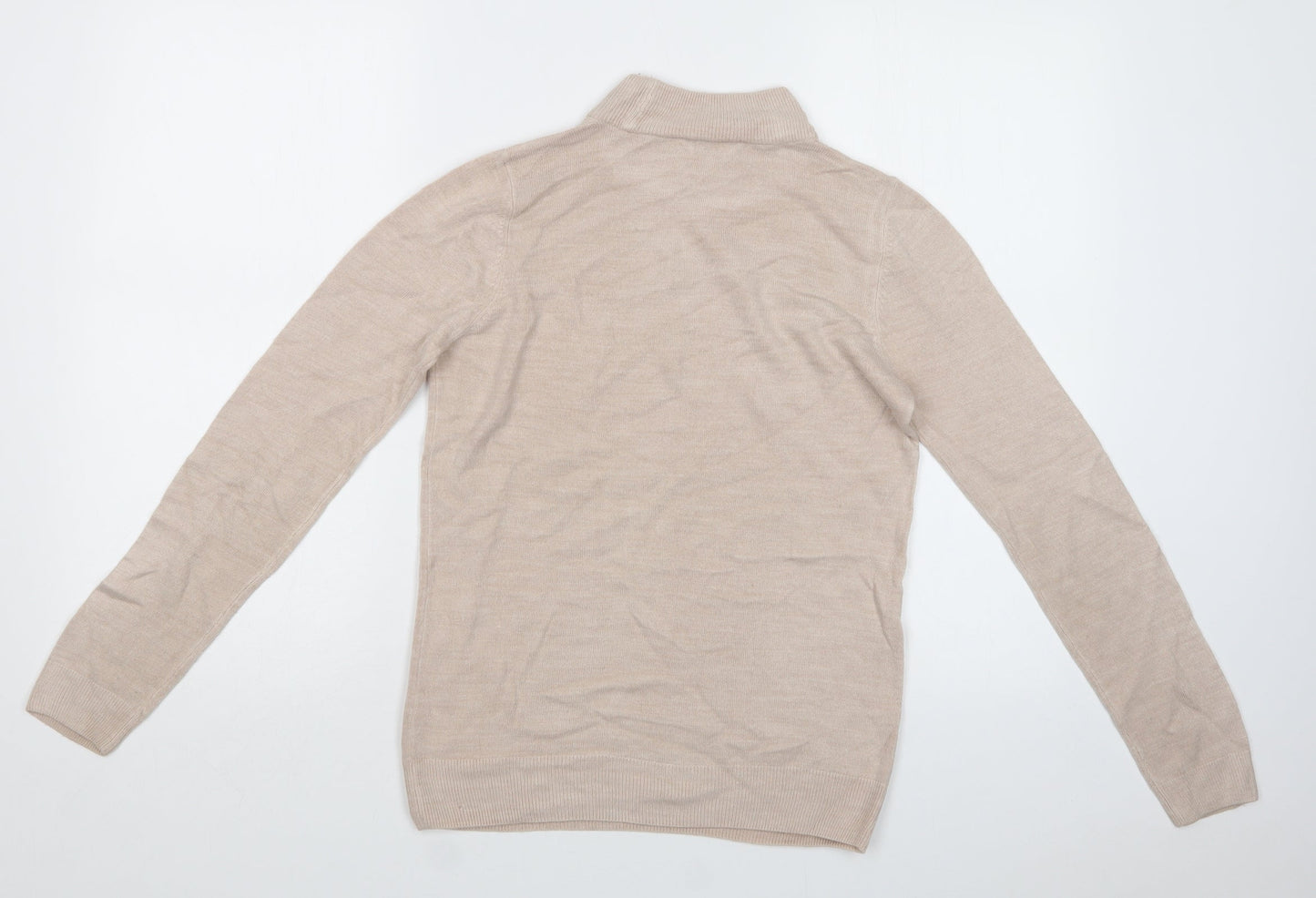 BHS Womens Beige Mock Neck  Acrylic Pullover Jumper Size 8