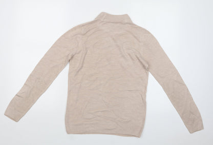 BHS Womens Beige Mock Neck  Acrylic Pullover Jumper Size 8