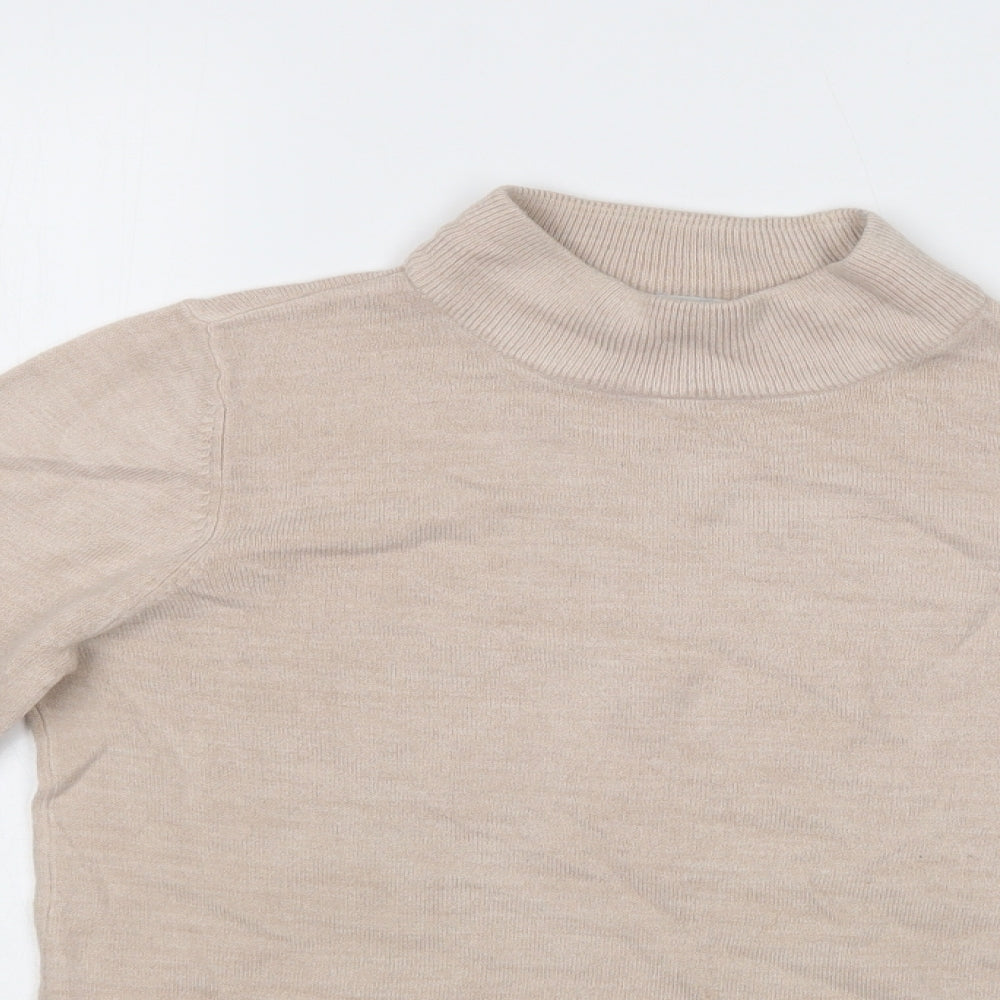 BHS Womens Beige Mock Neck  Acrylic Pullover Jumper Size 8