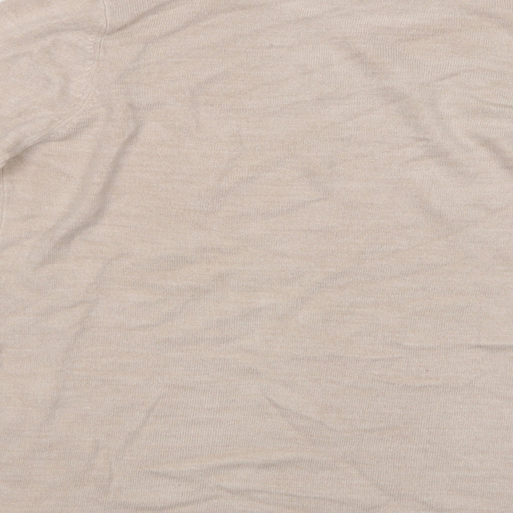 BHS Womens Beige Mock Neck  Acrylic Pullover Jumper Size 8