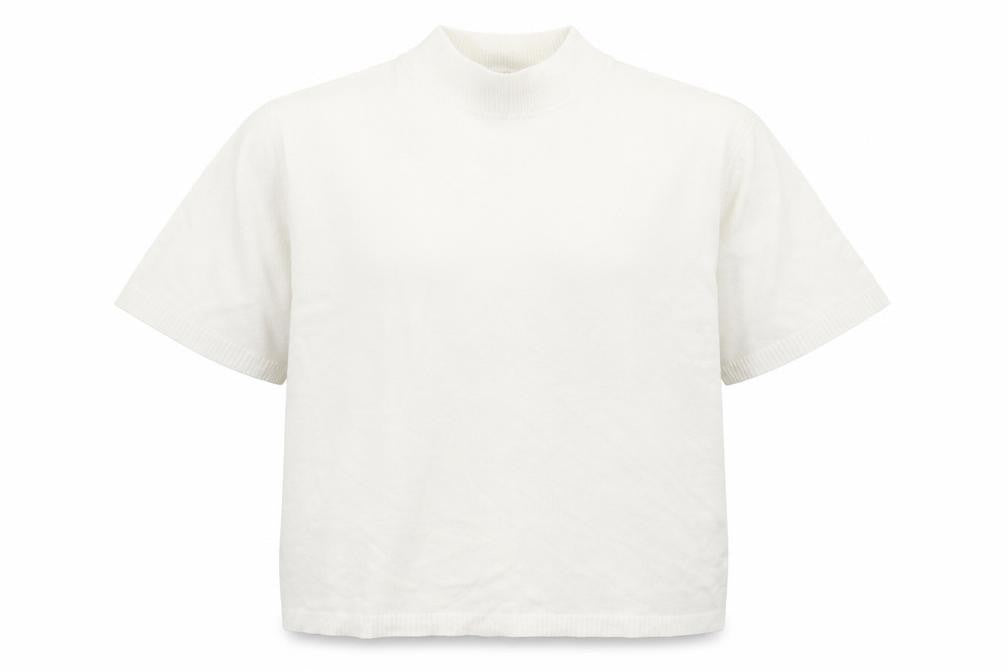 Front view of Signature women’s ivory mock neck cotton jumper, size XL