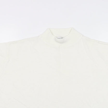 Signature Womens Ivory Mock Neck  Cotton Pullover Jumper Size XL