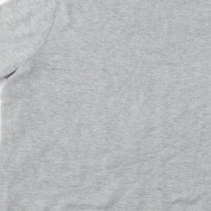 BHS Womens Grey Crew Neck Geometric Cotton Pullover Jumper Size 10   - Star Print