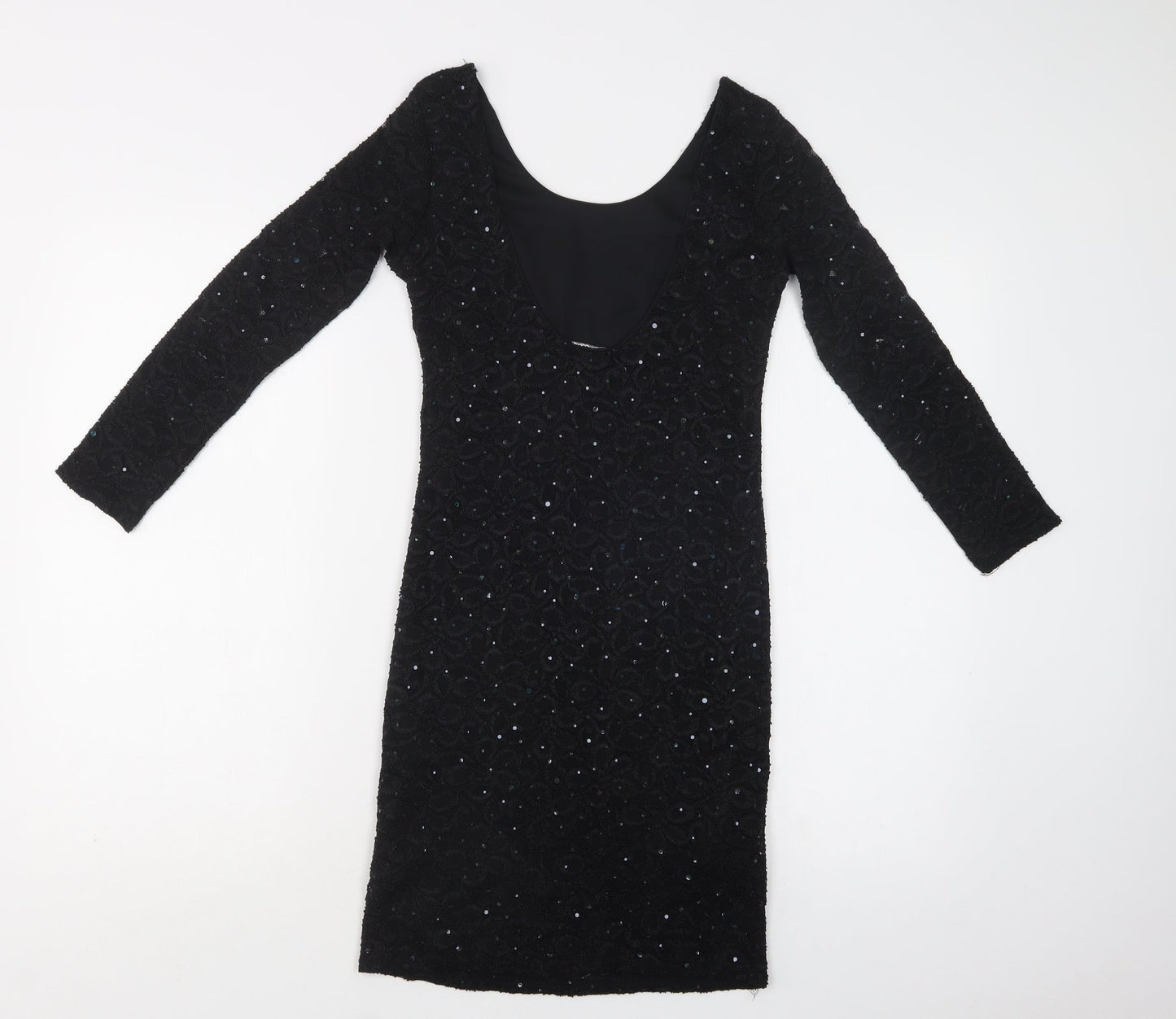 Graffic Womens Black Floral Polyester Bodycon  Size S  Scoop Neck