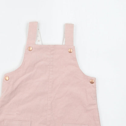 TU Baby Pink  Cotton Pinafore/Dungaree Dress  Size 12-18 Months  Square Neck Snap