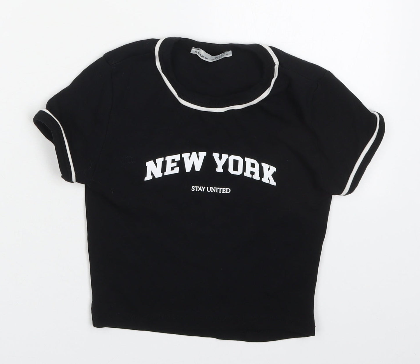 Womens UK Size S Pull&Bear Black Basic T-Shirt