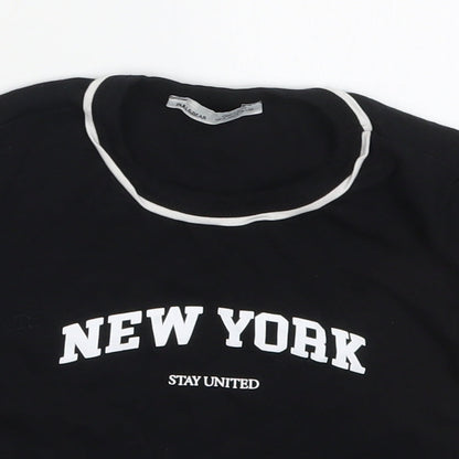 Womens UK Size S Pull&Bear Black Basic T-Shirt