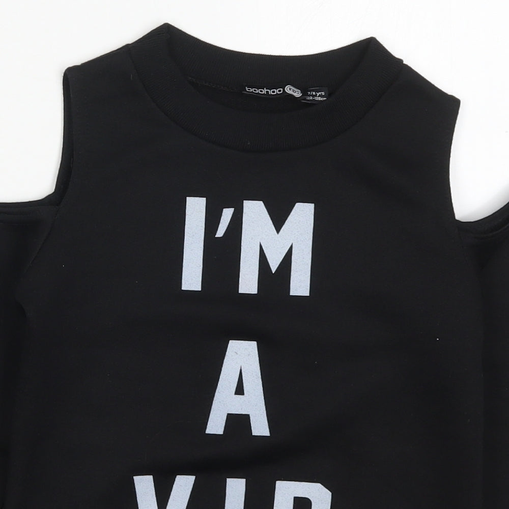 Boohoo Girls Black  Polyester Pullover Sweatshirt Size 7-8 Years  Pullover - I'm A VIP