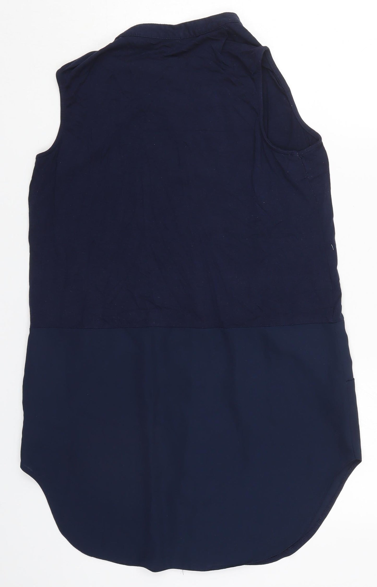 TU Womens Blue  Viscose Basic Button-Up Size 10 V-Neck