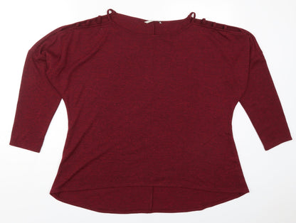 George Womens Red  Polyester Basic T-Shirt Size 14 Round Neck