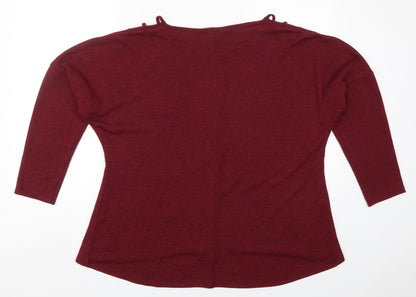 George Womens Red  Polyester Basic T-Shirt Size 14 Round Neck