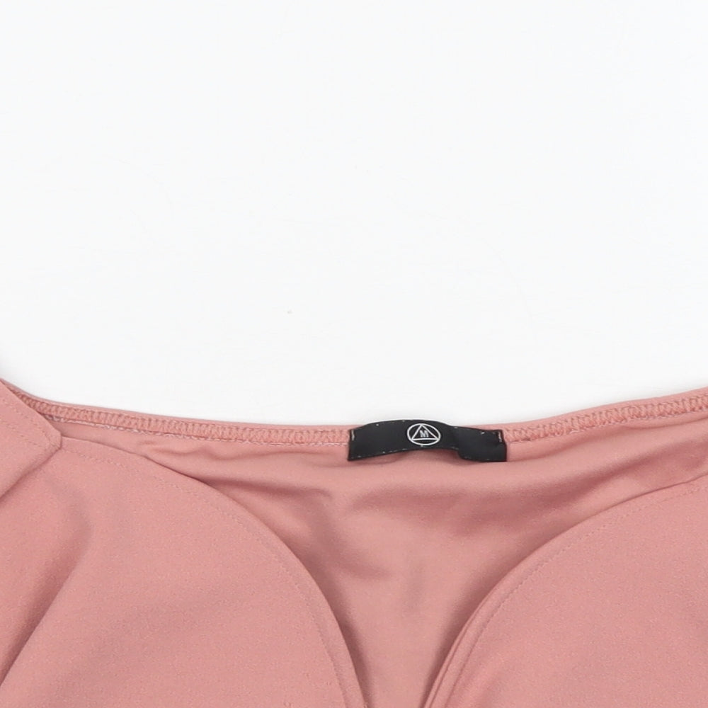 Womens UK Size 14 Missguided Pink Cropped Blouse